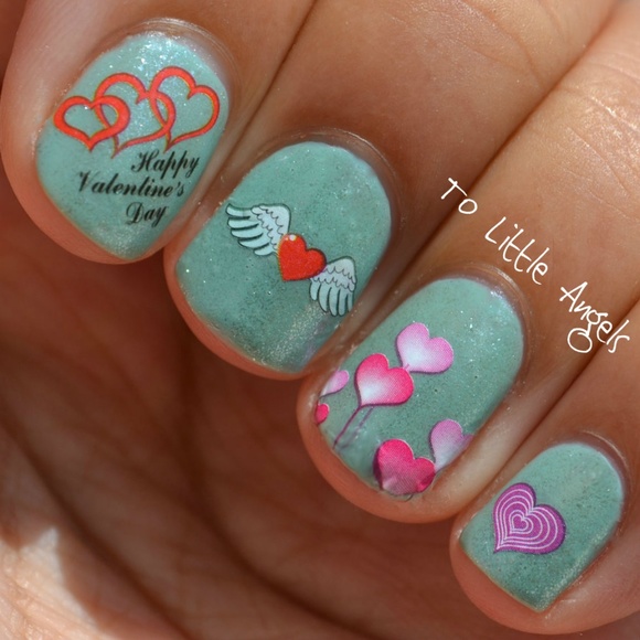 nail art Other - Valentine's Day Heart-Nail Art Decal RED52